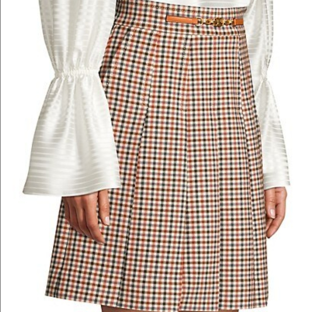 Tory Burch Pleated Check Mini Skirt - Picture 5 of 10